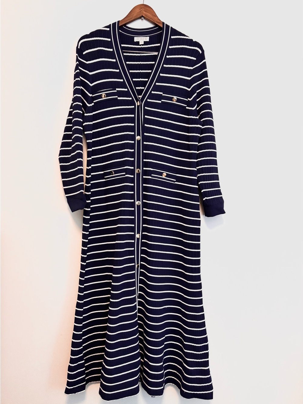 J. Crew Navy and White Striped Button-Front Maxi Dress - Picture 2 of 5